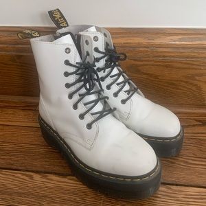 Dr. Martens White Jadon Smooth Leather Platform Boots